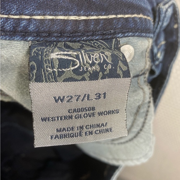 Silver Jeans Aiko Flap Skinny White Thick Stitch Dark Stretch; Women’s 27W 31L - Picture 2 of 16